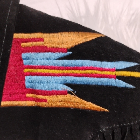 SALE! RARE! Erez Levy Embroidered Leather Vintage Jacket W Black Fringe Sz.S - Picture 13 of 13